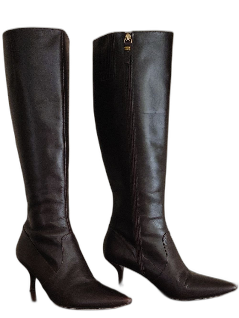 Via Spiga Brown Knee High Zippered Fitted Boots Size 7.5